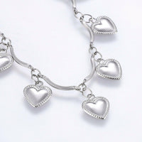 304 Stainless Steel Charm Bracelet Lobster Heart Silver Color 8.2" 2.5mm  A66