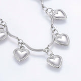 304 Stainless Steel Charm Bracelet Lobster Heart Silver Color 8.2" 2.5mm  A66