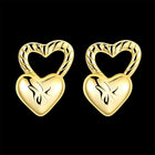 Yellow Gold Plated Earrings Heart Stud Push Back Clasp L495