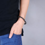 Stainless Steel Leather Bracelet8 Inches 6MM Pop style L399