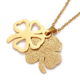 Stainless Steel Set Pendant Necklace Earrings Clover 17.5" 11x9.5x1mm 0.7mm Z819