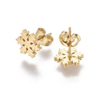 Stainless Steel Set Stud Earrings Pendant Necklace Snowflake Gold 17.7' P851