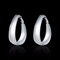 Sterling Silver Plated Hoop Pierced Earrings 1.92" Inches L6