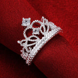 Sterling Silver Plated Fashion Ring AAA Zirconia Women Crown B376