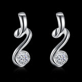 Sterling Silver Plated  Earrings Stud AAA Zirconia Push Back .24" L418