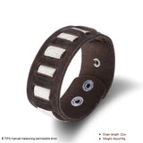 Leather Bracelet Handmade  Brown 9 inches 32MM Button Clasp L513