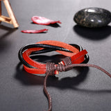 Leather Bracelet Adjustable Size Handmade 10MM Lace Up Clasp L484