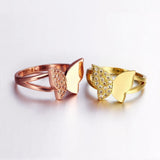 Rose Gold Plated Fashion Ring AAA Zirconia Women Butterfly B247