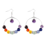 Chakra Gemstone Beaded Chandelier Earrings Brass Rhinestone 62mm 0.7mm Z295