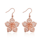Rose Gold Plated Earrings Drop Dangle Fish Hook Antiallergic Flower.84" L249