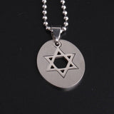 316L Stainless Steel Pendant 0.84X1.04 Inch Hexagram  Silver  Necklace 22" B62