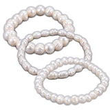 Natural Pearl Beads Stretch Bracelets 2"(5.2cm)  6-10MM Pear Size P507