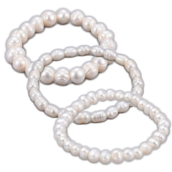 Natural Pearl Beads Stretch Bracelets 2"(5.2cm)  6-10MM Pear Size P507