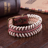 Leather Bracelet  Brown 9 Inches 20MM Push button L454