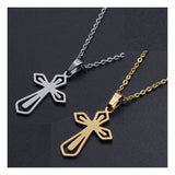 Stainless Steel Pendant Necklace Lobster Clasp Cross Gold 17.71" 1.5mm P100