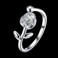 Sterling Silver Plated Fashion Resizable Ring AAA Zirconia Women B415