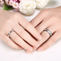 Stainless Steel Band Fashion Wedding Ring Black AAA Zirconia Men's Unisex B468