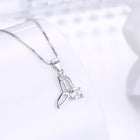 Sterling Silver Necklace Pendant Drop AAA Zirconia 18" 1MM Lobster Clasp B412