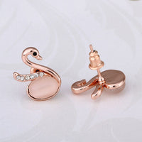 Rose Gold Cateye Zirconia Drop Stud Earrings L98