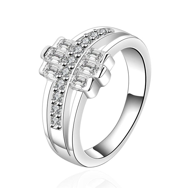 Sterling Silver Plated Cubic Zirconia Band Ring Size 8 B63