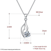 Sterling Silver Necklace Pendant Drop  AAA Zirconia 18" 1MM Lobster Clasp B397