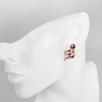 Rose Gold Plated Black Earrings Stud AAA Zirconia Push Back Snake L170