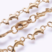 Stainless Steel Necklace Lobster Ion Plating  IP Dolphin 17.9" 45.5cm Z641