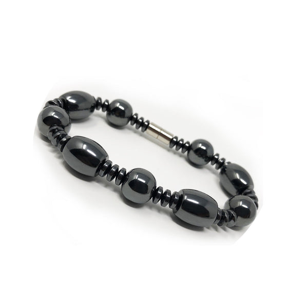 Hematite Magnetic Bracelet Mens Womens Unisex Black Magnetic Clasp X39