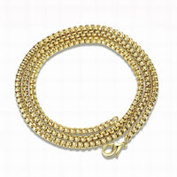 Stainless Steel Iron Box Chain Necklace 18K Gold Plated 22" 3mm P18