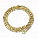 Stainless Steel Iron Box Chain Necklace 18K Gold Plated 22" 3mm P18
