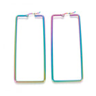 Stainless Steel Geometric Hoop Earrings Rectangle Gauge 76x33 2mm 1x0.6mm A200