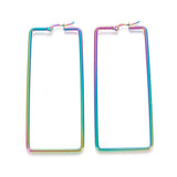 Stainless Steel Geometric Hoop Earrings Rectangle Gauge 76x33 2mm 1x0.6mm A200