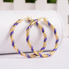 304 Stainless Steel Enamel Hoop Earrings Gold 47x47x4mm Pin 1x0.6mm  P604