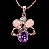 Rose Gold Plated Necklace Pendant Heart AAA Purple 20 Inches 1MM Lobster B146