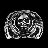 Stainless Steel Antique Gothic Biker Tribal Ring Black Men's Unisex Skull B173