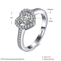 Platinum Plated Encrusted Halo Solitaire Ring AAA Zirconia Women B298