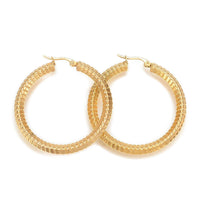 304 Stainless Steel Hoop Earrings Gold 46x45x5mm Pin 1x0.8mm  P588