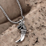 Stainless Steel Necklace Pendant Wolf Teeth Biker Gothic 23" 3.5MM B232