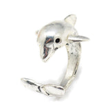 Alloy Cuff Finger Ring Dolphin Size 4 Antique Silver Size 4 Adjustable 15mm P428