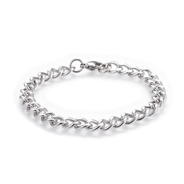 Stainless Steel Chain Bracelet Lobster Silver 8.4" 21.4cm Z205