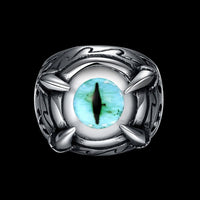 Stainless Steel Gothic Biker Tribal Ring Black Blue Men's Unisex Evil Eye B573