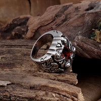 Stainless Steel Gothic Biker Tribal Ring Black Red Men's UnIsex B202