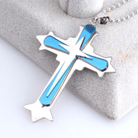 316L Stainless Steel Pendant 1.77X2.45 Inch Jesus Cross  Necklace 22"" B103