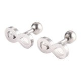 Stainless Steel Ear Plugs Ear Studs Infinity Heart Silver 5x11x2mm 1mm Z350