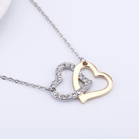 Yellow Gold Platinum Plated Necklace Pendant Heart Zirconia 18" 1MM Lobster B339