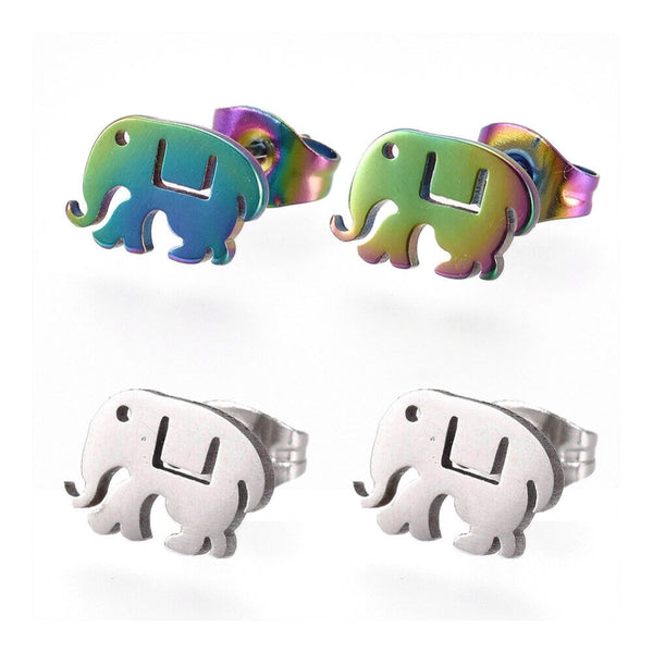 Stainless Steel Stud Earrings Earring Backs Elephant 6.5x10mm Pin: 0.7mm A175