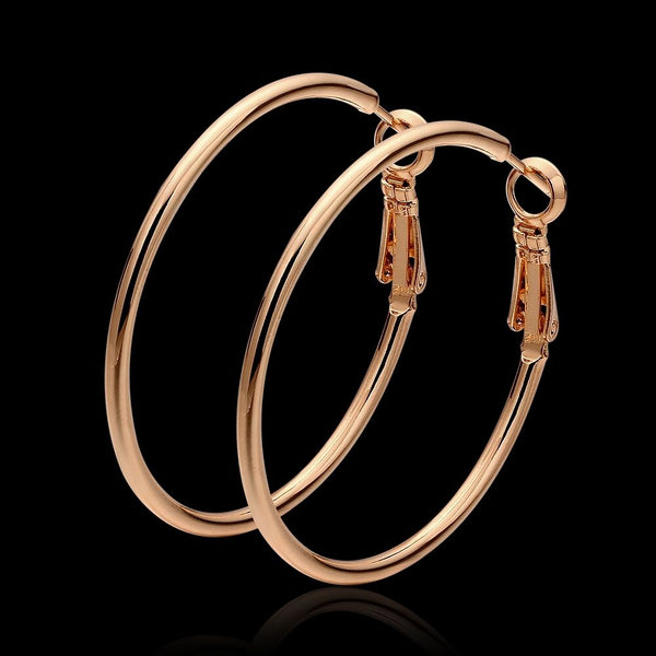 Rose Gold Latch Back Hoop Bali Earrings L121