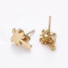Stainless Steel Set Earring Pendant Necklace Coconut Tree Gold 18" P796