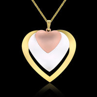 Yellow Rose Gold Plated Necklace Pendant Heart Drop 19 Inches 1MM Lobster B273