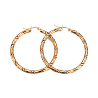 304 Stainless Steel Hoop Earrings Ring Twisted Gold 46x44x3.5mm Pin 1mm  P566